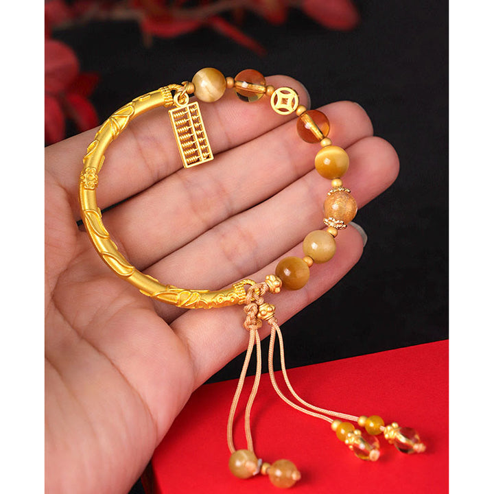Bracelet de protection avec breloque en abaque et citrine œil de tigre naturel et Buddha Stones
