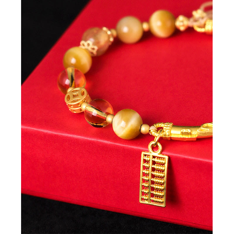 Bracelet de protection avec breloque en abaque et citrine œil de tigre naturel et Buddha Stones