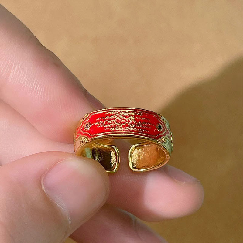 Bague de guérison en cuivre avec cinq écritures de Buddha Stones