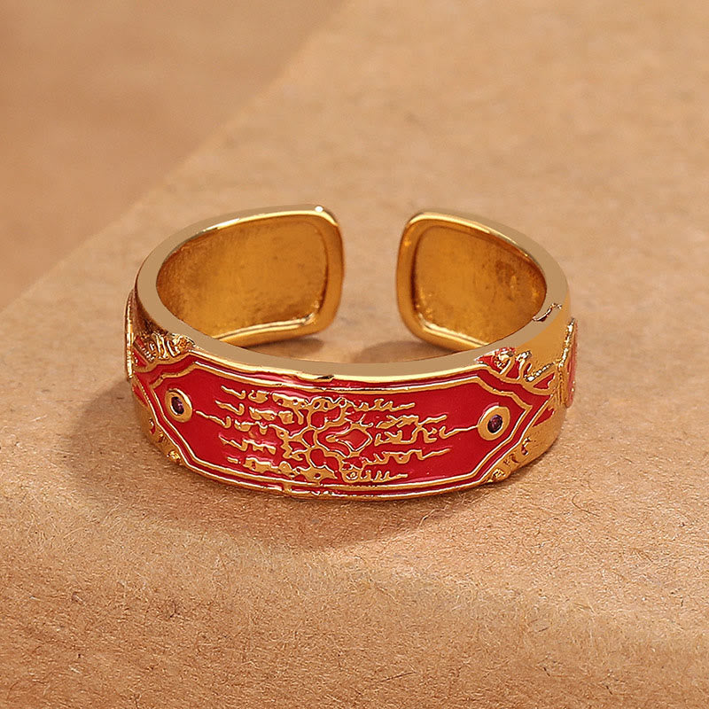 Bague de guérison en cuivre avec cinq écritures de Buddha Stones