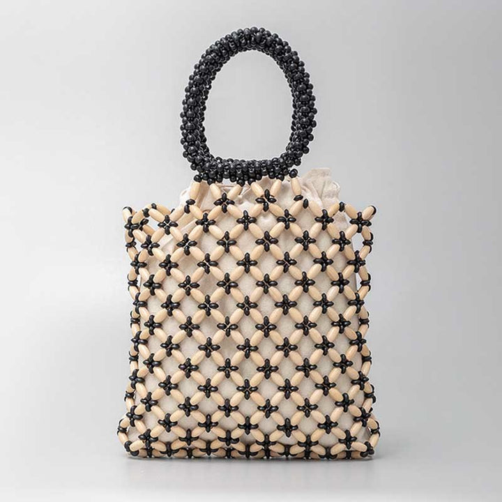 Sac à main en perles de bois tissées à la main en forme de Buddha Stones