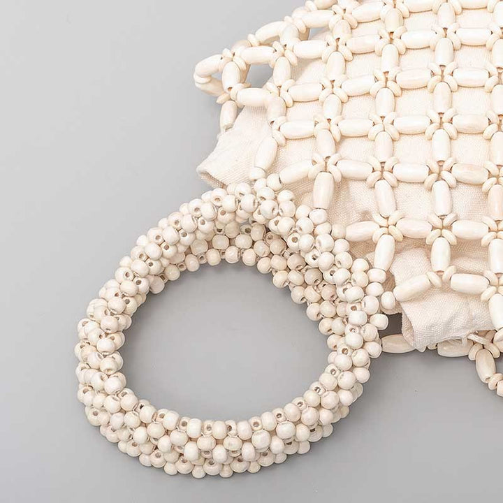 Sac à main en perles de bois tissées à la main en forme de Buddha Stones