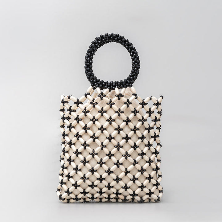 Sac à main en perles de bois tissées à la main en forme de Buddha Stones