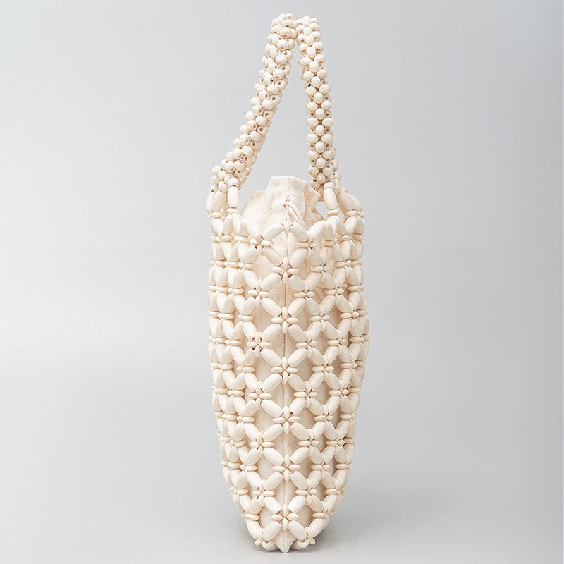 Sac à main en perles de bois tissées à la main en forme de Buddha Stones