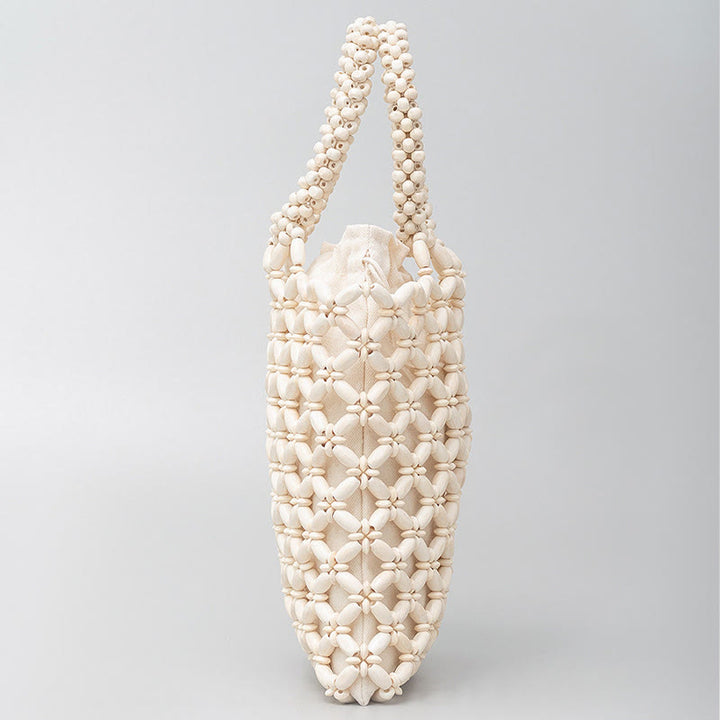 Sac à main en perles de bois tissées à la main en forme de Buddha Stones