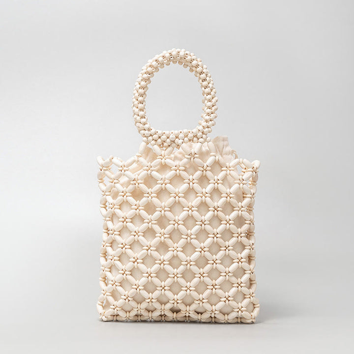 Sac à main en perles de bois tissées à la main en forme de Buddha Stones