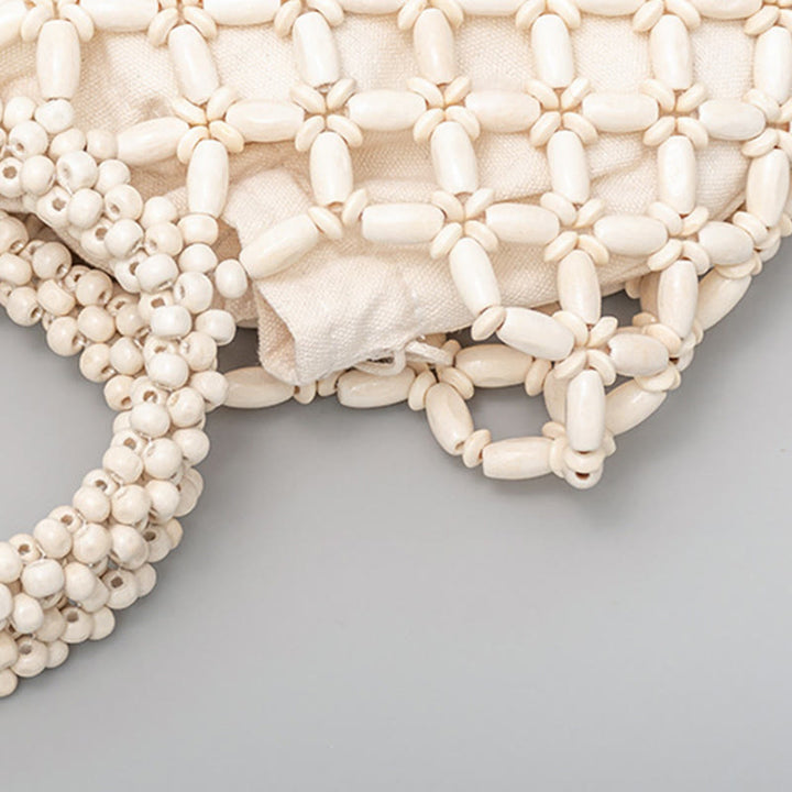 Sac à main en perles de bois tissées à la main en forme de Buddha Stones