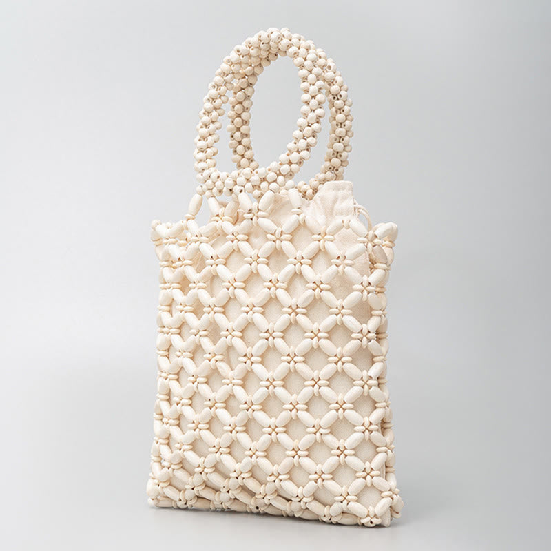Sac à main en perles de bois tissées à la main en forme de Buddha Stones
