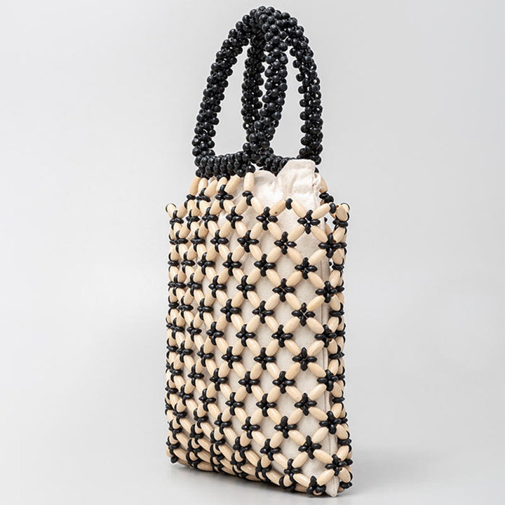 Sac à main en perles de bois tissées à la main en forme de Buddha Stones
