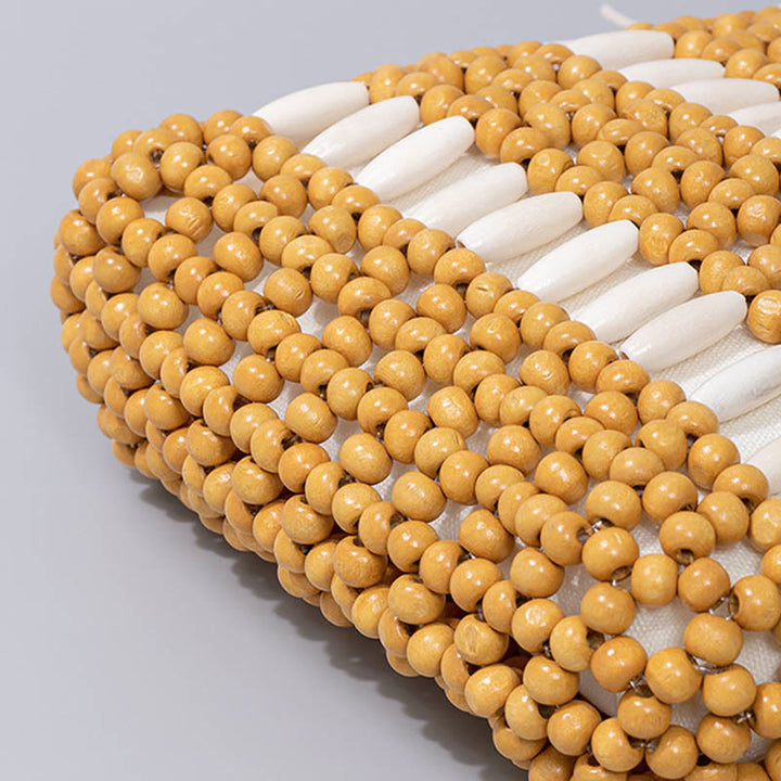 Sac à bandoulière en perles rondes en bois tissées à la main Buddha Stones