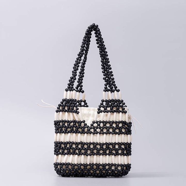 Sac à bandoulière en perles rondes en bois tissées à la main Buddha Stones