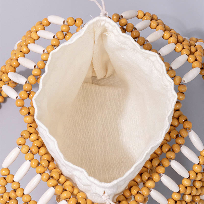 Sac à bandoulière en perles rondes en bois tissées à la main Buddha Stones