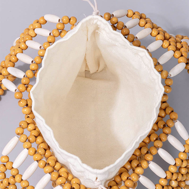 Sac à bandoulière en perles rondes en bois tissées à la main Buddha Stones