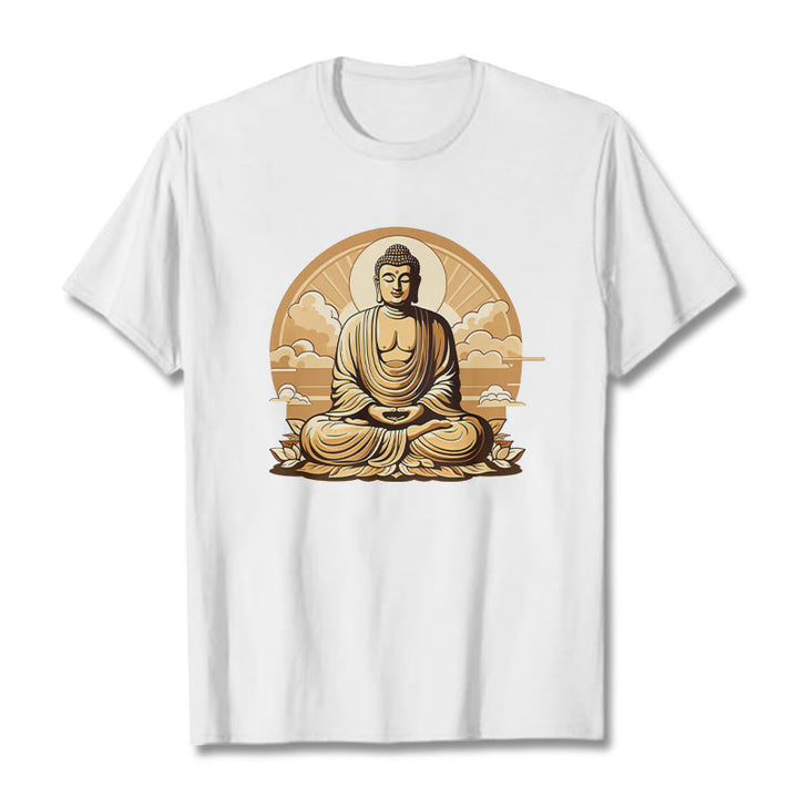 T-shirt Bouddha Buddha Stones Soleil Nuages ​​de bon augure Bouddha - Blanc - 2XL - image 3