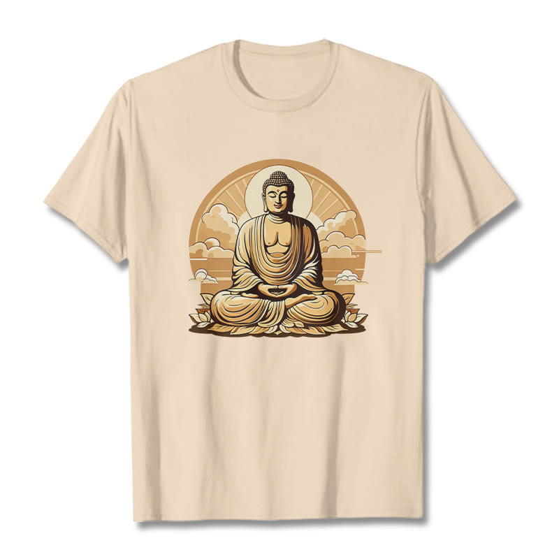 T-shirt Bouddha Buddha Stones Soleil Nuages ​​de bon augure Bouddha - Bisque - 2XL - image 1