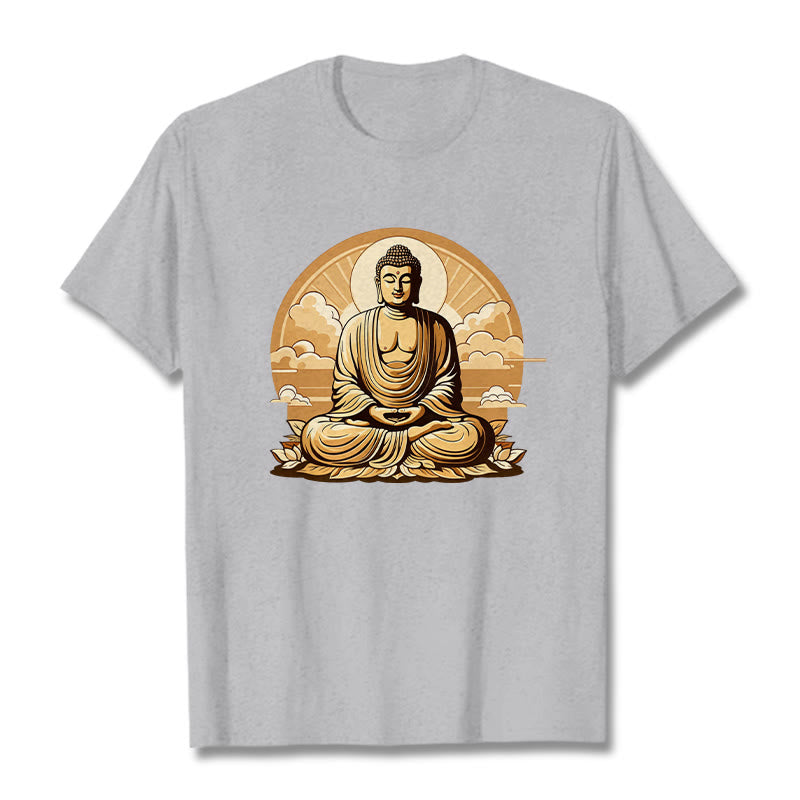 T-shirt Bouddha Buddha Stones Soleil Nuages ​​de bon augure Bouddha - Gris clair - 2XL - image 19