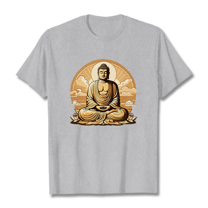 T-shirt Bouddha Buddha Stones Soleil Nuages ​​de bon augure Bouddha - Gris clair - 2XL - image 19