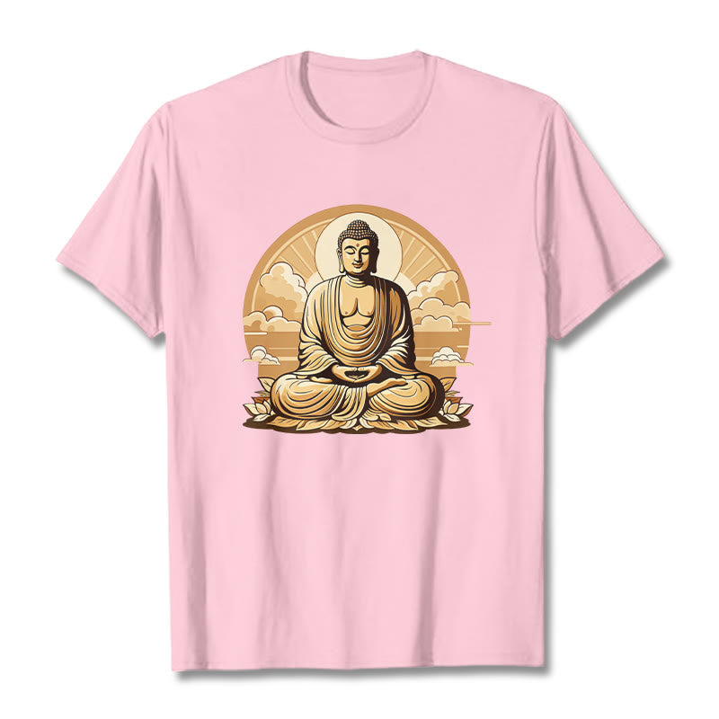 T-shirt Bouddha Buddha Stones Soleil Nuages ​​de bon augure Bouddha - Rose clair - 2XL - image 12