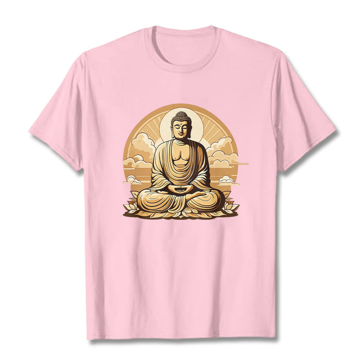T-shirt Bouddha Buddha Stones Soleil Nuages ​​de bon augure Bouddha - Rose clair - 2XL - image 12