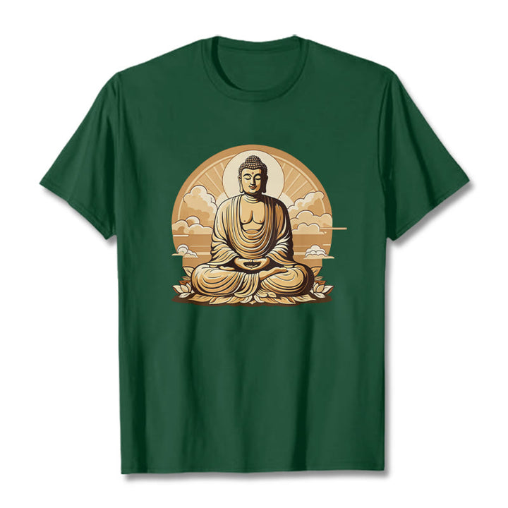 T-shirt Bouddha Buddha Stones Soleil Nuages ​​de bon augure Bouddha - Forêt Verte - 2XL - image 10