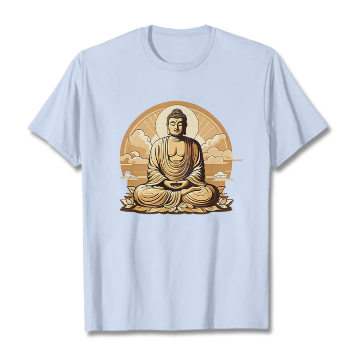 T-shirt Bouddha Buddha Stones Soleil Nuages ​​de bon augure Bouddha - Cyan clair - 2XL - image 18