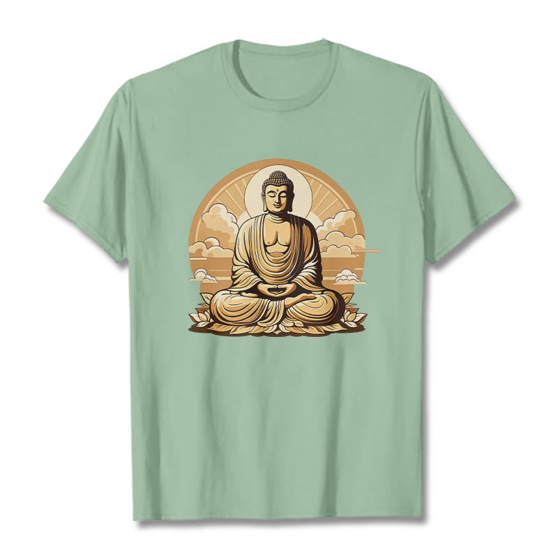 T-shirt Bouddha Buddha Stones Soleil Nuages ​​de bon augure Bouddha - Vert pâle - 2XL - image 14