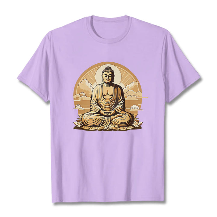 T-shirt Bouddha Buddha Stones Soleil Nuages ​​de bon augure Bouddha - Prune - 2XL - image 16