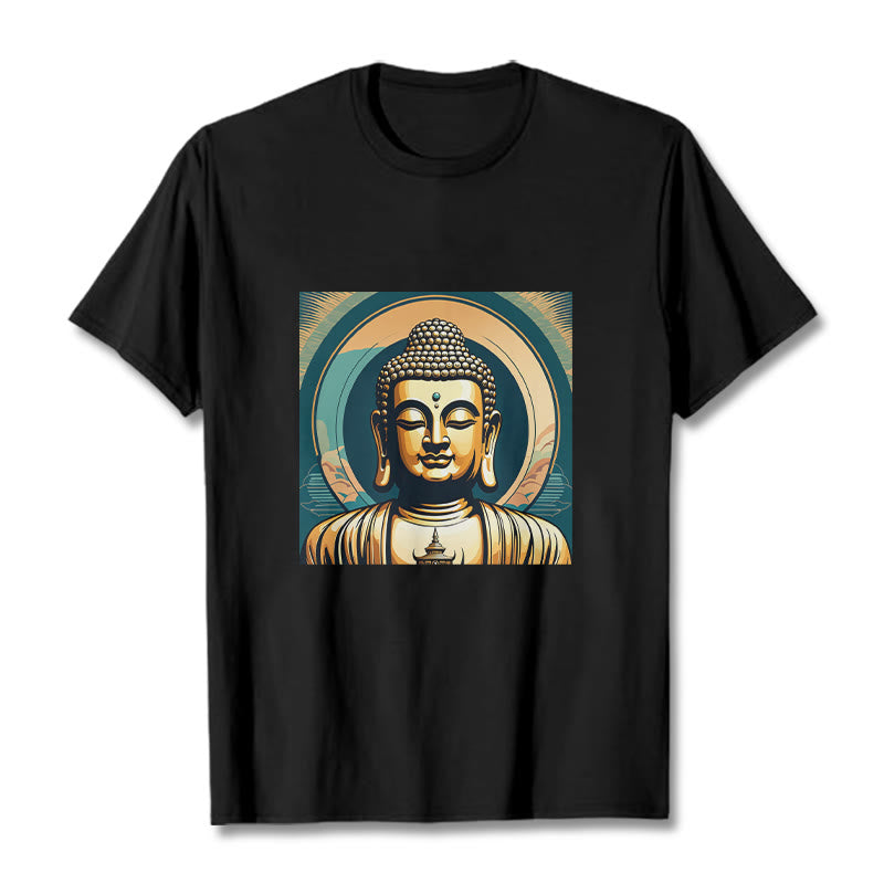 T-shirt Bouddha doré Aura Buddha Stones - Noir - 2XL - image 0