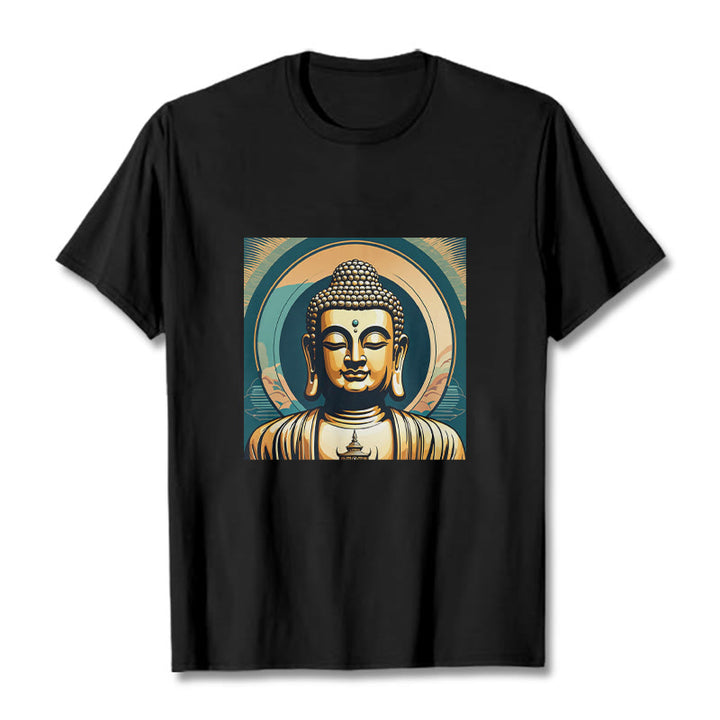 T-shirt Bouddha doré Aura Buddha Stones - Noir - 2XL - image 1