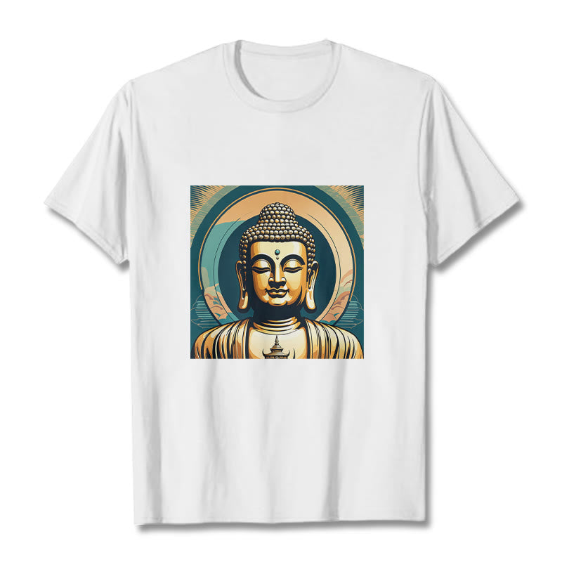 T-shirt Bouddha doré Aura Buddha Stones - Blanc - 2XL - image 4
