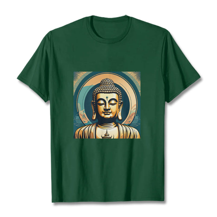 T-shirt Bouddha doré Aura Buddha Stones - Vert forêt - 2XL - image 9