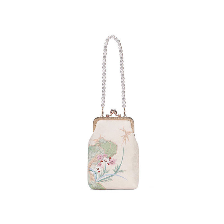 Sac à main à bandoulière avec chaîne en Buddha Stones et pierres de montagne et motif orchidée