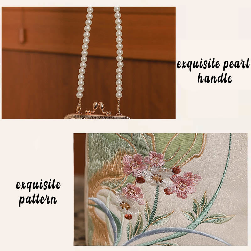 Sac à main à bandoulière avec chaîne en Buddha Stones et pierres de montagne et motif orchidée
