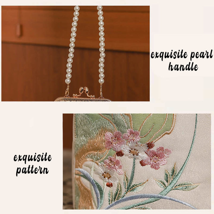 Sac à main à bandoulière avec chaîne en Buddha Stones et pierres de montagne et motif orchidée