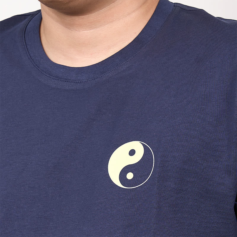 T-shirt d'été en coton à manches courtes et col rond pour homme Buddha Stones Yin Yang - image 3