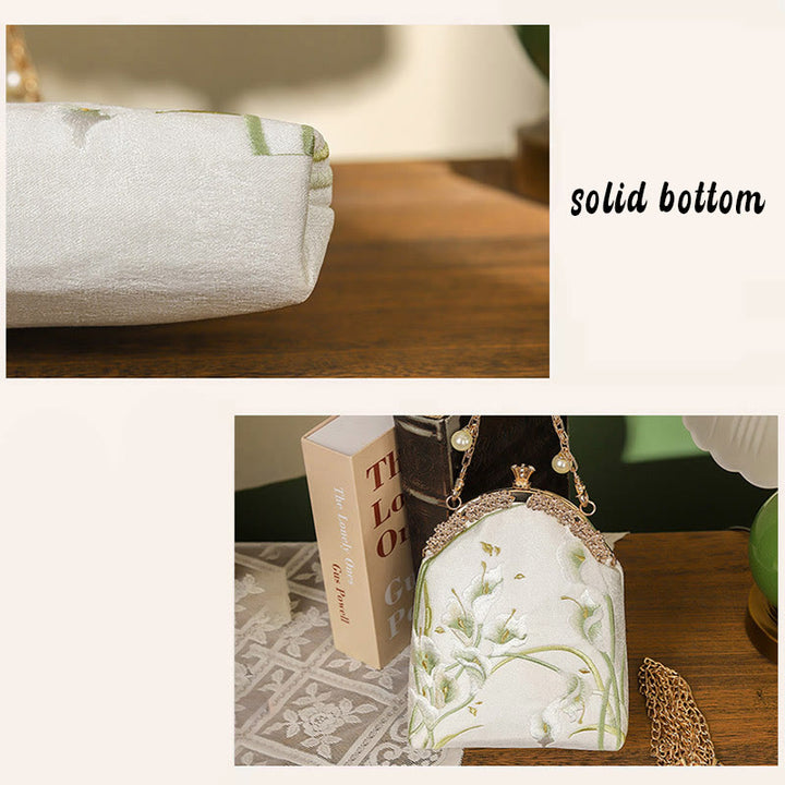 Sac à main avec poignée en métal et broderie Buddha Stones Calla