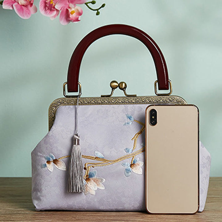 Sac à main brodé de fleurs et de Buddha Stones Sac à bandoulière