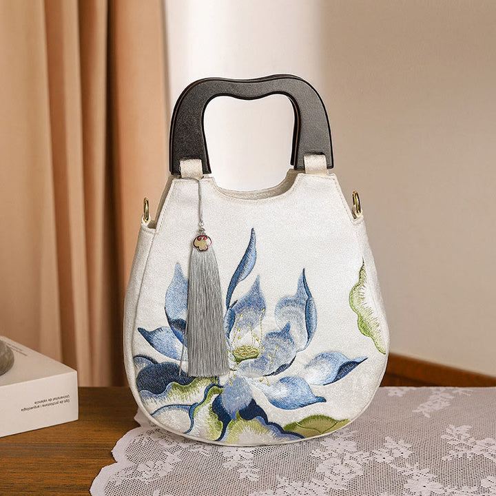Sac à main brodé Buddha Stones Lotus Sac à bandoulière