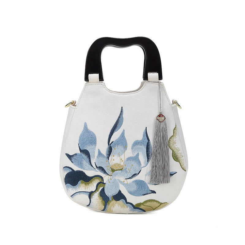Sac à main brodé Buddha Stones Lotus Sac à bandoulière