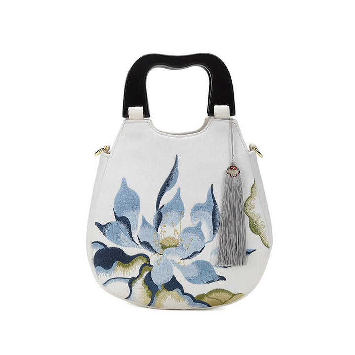 Sac à main brodé Buddha Stones Lotus Sac à bandoulière