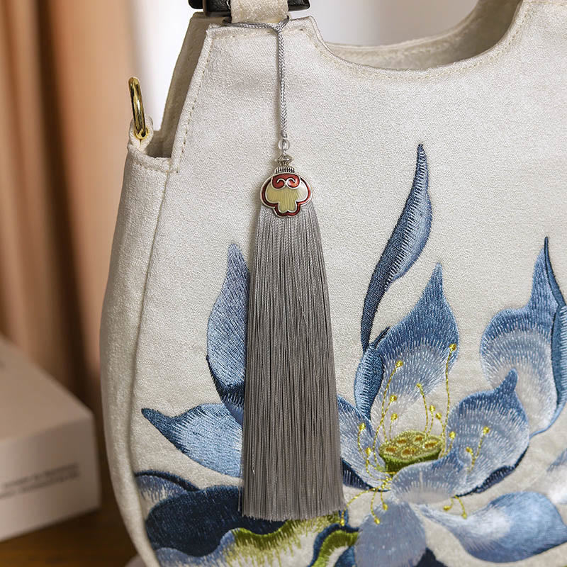 Sac à main brodé Buddha Stones Lotus Sac à bandoulière