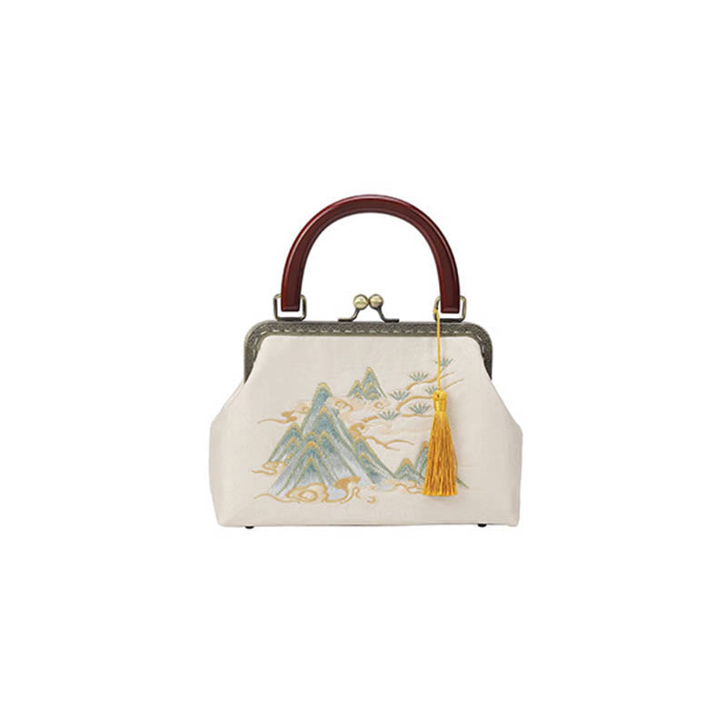 Sac à main en jacquard avec paysage de Buddha Stones et peinture