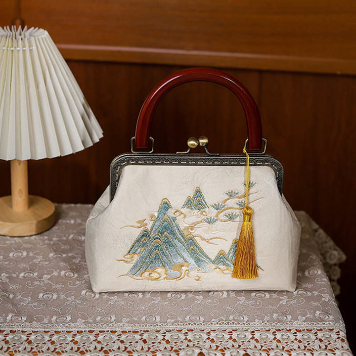 Sac à main en jacquard avec paysage de Buddha Stones et peinture