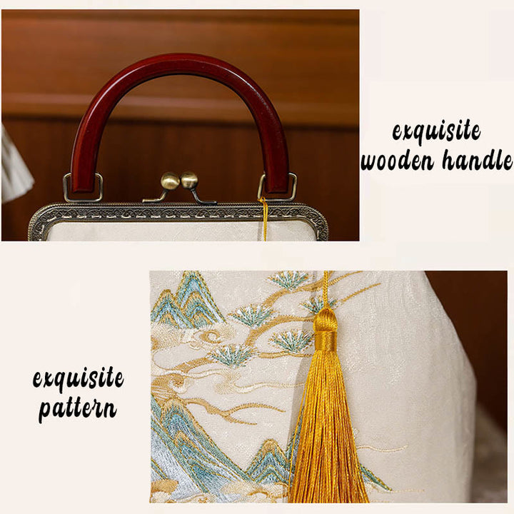 Sac à main en jacquard avec paysage de Buddha Stones et peinture
