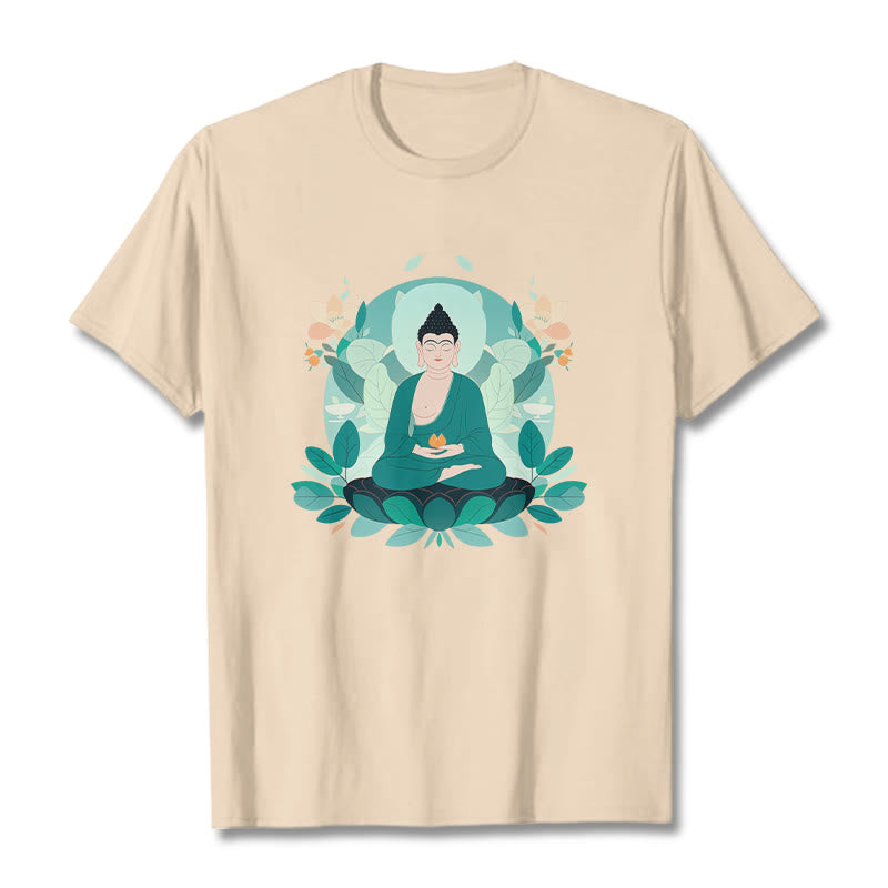 T-shirt Buddha Stones Yeux Fermés Feuille Verte Bouddha - Bisque - 2XL - image 10