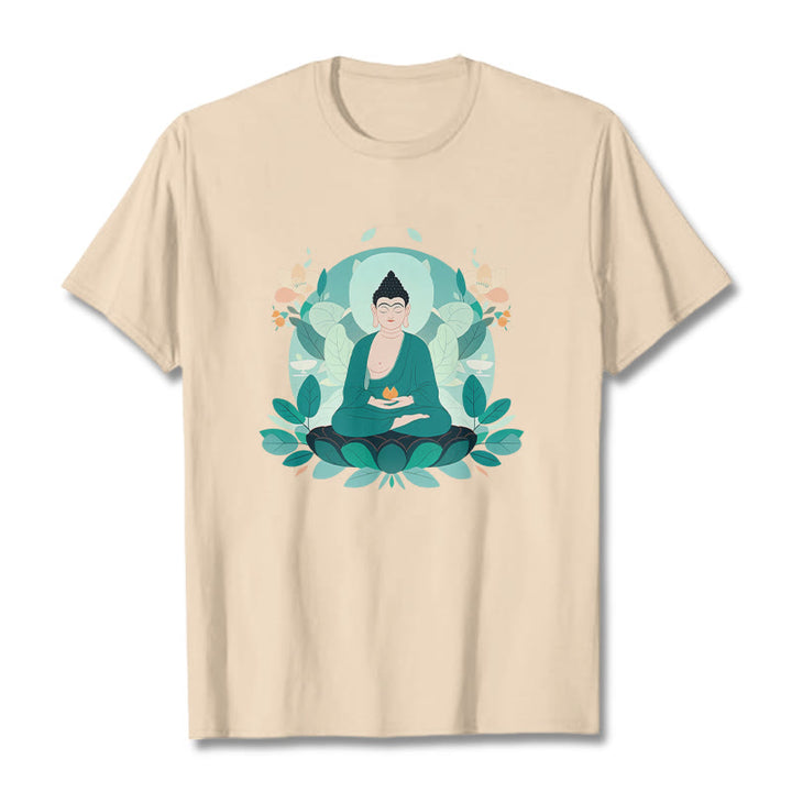 T-shirt Buddha Stones Yeux Fermés Feuille Verte Bouddha - Bisque - 2XL - image 10