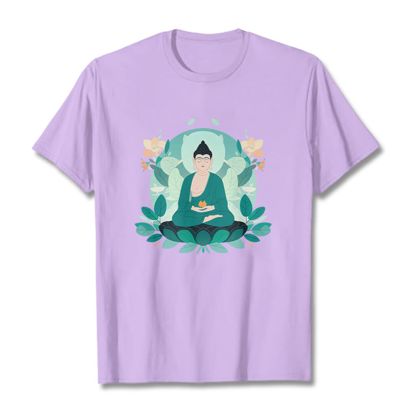 T-shirt Buddha Stones Yeux Fermés Feuille Verte Bouddha - Prune - 2XL - image 16