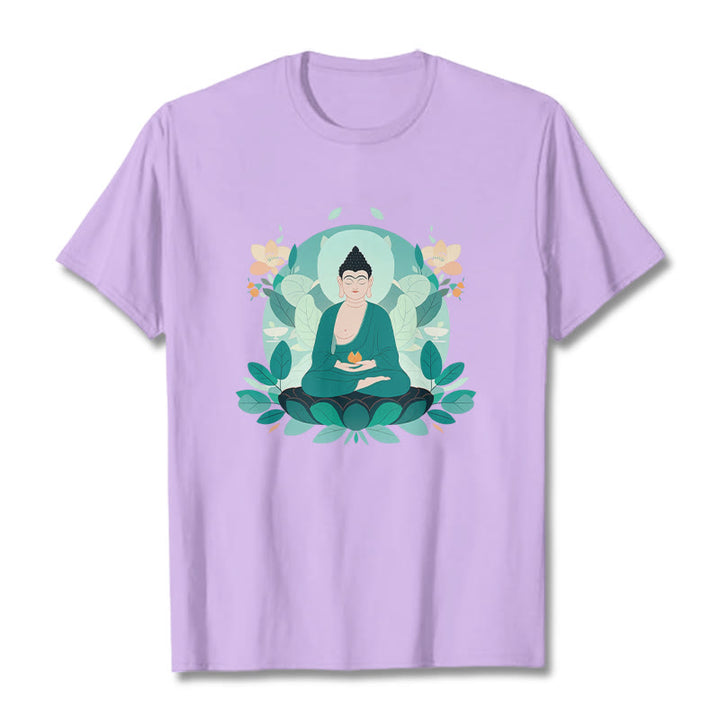 T-shirt Buddha Stones Yeux Fermés Feuille Verte Bouddha - Prune - 2XL - image 16