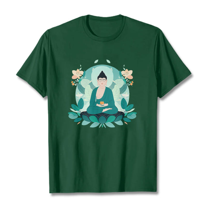 T-shirt Buddha Stones Yeux Fermés Feuille Verte Bouddha - Forêt Verte - 2XL - image 12