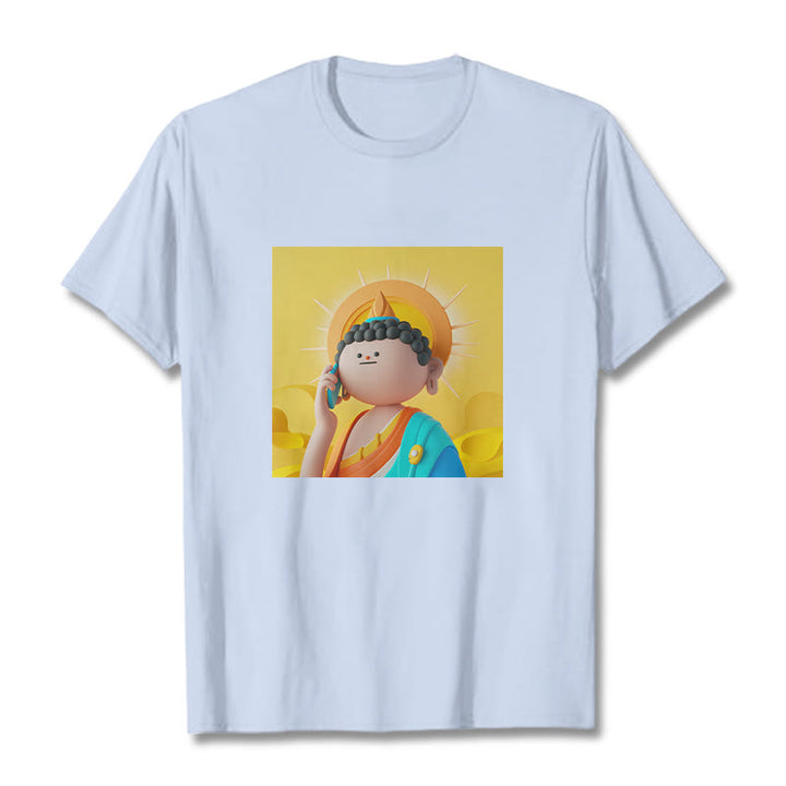 T-shirt Buddha Stones Bouddha décroche le téléphone - Cyan clair - 2XL - image 18